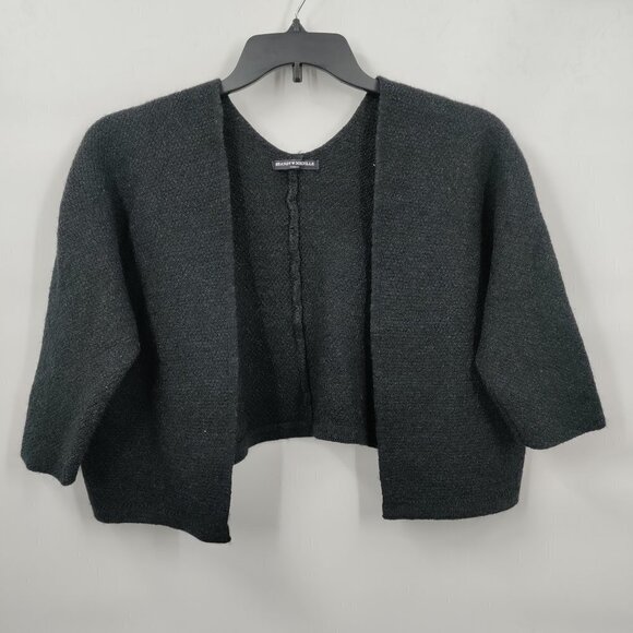 Brandy Melville Open Front 3/4 sleeve Cropped Cardigan Sweater OS Women Black - Picture 1 of 7